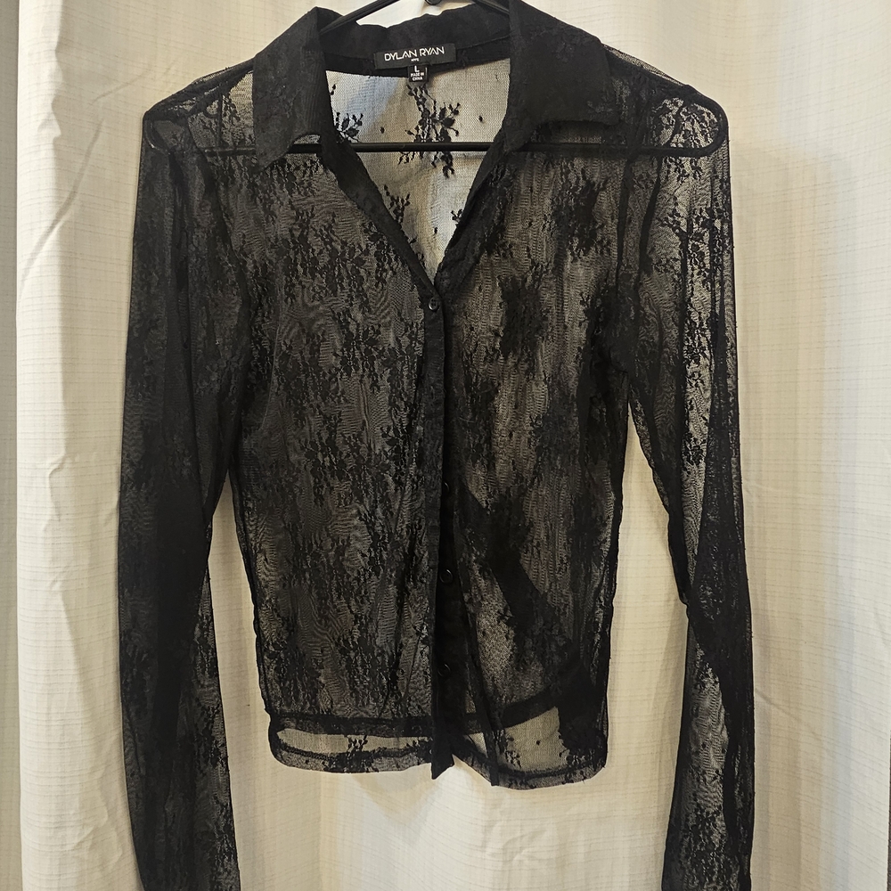 Sheer Black Lace Blouse